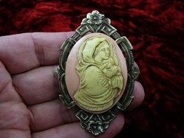 (CL19-2) Madonna Mary Jesus Pink + Ivory Cameo Pin Pendant Jewelry Christian - £32.22 GBP