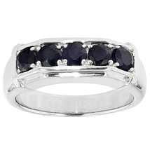 1.66 Ctw Round Cut Blue Sapphire 14K White Gold Plated Men&#39;s Wedding Ban... - €88,28 EUR