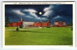 Moonlight United States Veterans Facility Columbia South Carolina Linen Postcard - £13.59 GBP
