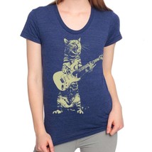Cat playing guitar shirt | womens rock &amp; roll cat tshirt | girls music tee | wom - £18.09 GBP