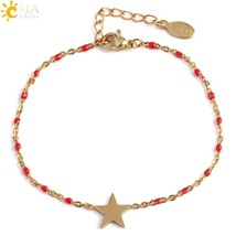 CSJA Bracelets Femme 2020 Gold-color Girl Star Charms Bracelets Stainless Steel  - £9.02 GBP