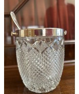 Vintage Cut Crystal Glass Open  Jelly Sugar Bowl + Spoon 4”x 3” &amp; 7.25” ... - £16.24 GBP