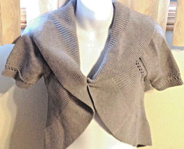 Grace Elements Cropped Cardigan Sweater Womens Sz Small Heather Gray - £10.31 GBP