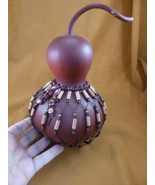 G-6 burgundy long neck Gourd string netting beaded display Charlotte Vin... - $112.75 CAD
