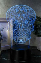 Ebros DOD Floral Sugar Skull Acrylic Art Panel Colorful LED Night Light - £23.22 GBP