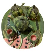 Vintage Whimsical Miniature Resin Watermelon Tea Party Set - 1995 11 pc set - $23.16 CAD