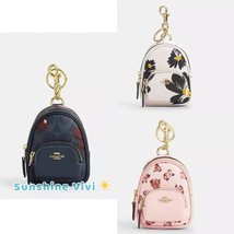 NWT Coach Mini Court Backpack Bag Charm Signature Cherry Floral Rosette ... - $124.47 CAD+