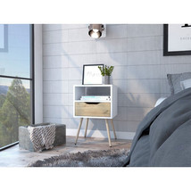 Modern White and Light Oak Bedroom Nightstand - $3,245.51 MXN