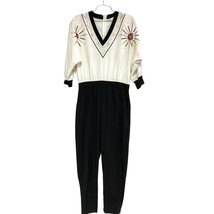 VTG 1980s Rafael Gold Metallic Rhinestone Jumpsuit S Oversized Disco Glam - $2,470.92 MXN