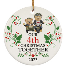Funny Couple Bear Ornament Gift Decor 4th Wedding Anniversary 4 Year Christmas - £11.78 GBP