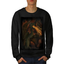 Wellcoda Dragon Fire Spit Mens Sweatshirt, Monster Casual Pullover Jumper - £24.11 GBP+