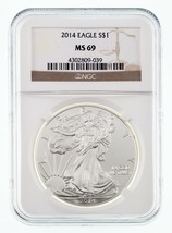 2014 Silver American Eagle Graded by NGC as MS-69 - £47.62 GBP