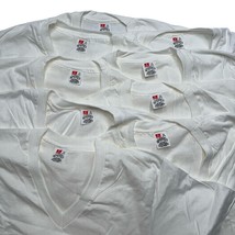 Lot of 9 Hanes Vtg Single Stitch Blank White Short Sleeve V-Neck T-shirt... - £47.10 GBP