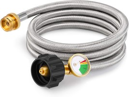 Kohree 6Ft Propane Hose Adapter 1Lb To 20 Lb With Gauge, Propane Tank Hose - $36.93