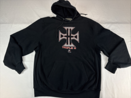 WWE Hoodie Mens SzL Black Steve &amp; Barry&#39;s Iron Cross Sweatshirt Triple H... - $37.08