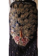 BLACK TRIBAL GYPSY BOHEMIAN DELUXE BEADED PEACOCK HIP SCARF ATS REN PIRATE - $121.84 CAD