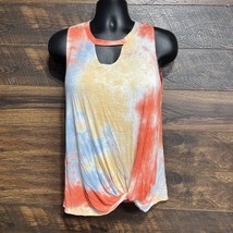 White Birch Top Large Tie Dye Sleeveless Orange Knot Side Front Summer B... - $159.83 MXN