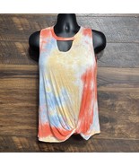 White Birch Top Large Tie Dye Sleeveless Orange Knot Side Front Summer B... - $12.02 CAD