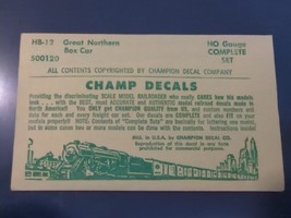 Vintage Champ Decals No. HB-12 Great Northern GN Boxcar Black HO - $14.95