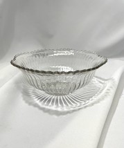 EAPG vintage glass bowl ruffled spiked edge - clear ribbed star - $14.96