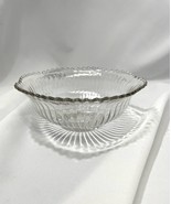 EAPG vintage glass bowl ruffled spiked edge - clear ribbed star - $14.96