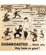 1947 Post Grape Nuts Cereal Sugar Roasted Advertisement Snowman Winter D... - €25,92 EUR