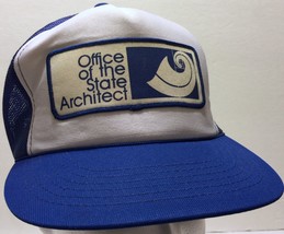 Vtg Office of the State Architect Blue Mesh Trucker Snapback Hat Governm... - $74.24