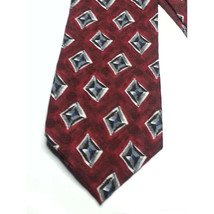 Contissima Men Dress Silk Tie Red Black Blue Print 3.5&quot; wide 57&quot; Long  - £6.20 GBP