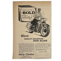 Vtg 1960 Harley Davidson Motor Company Duo-Glide Motorcycle B&amp;W Print Ad... - $7.57