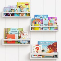 Floating Nursery Book Shelves For Wall Set Of 4, White Wall Bookshelf For Kids R - £51.05 GBP