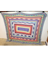 Vintage Crocheted Multi Color Psychedelic 60&#39;s Throw Afghan Blanket ~ 44... - $409.63 CAD