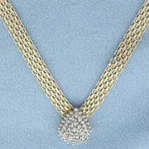 Pave Diamond Teardrop Design Necklace in 10k Yellow gold - £529.92 GBP