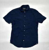 Bonobos Slim Fit Short Sleeve Collared Button-Up Shirt Navy Blue Men&#39;s S... - £13.96 GBP