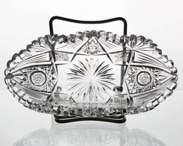 American Brilliant Floral in Hobstar &amp; Fan Cut Spoon Tray, Antique ABP 7... - £19.67 GBP