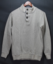 Henley Cotton Sweater Long Sleeve Grey Men&#39;s MEDIUM - $14.83