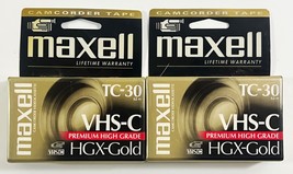LOT SET 2 Vintage Maxell TC-30 HGX-Gold VHS-C Camcorder Tapes High Grade - $10.88