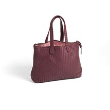 Handmade Woven Original Leather Bag Burgundy With Zipper - £205.15 GBP