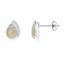 Authenticity Guarantee 
ANGARA 8x6mm Natural Opal Stud Earrings with Diamond ... - £330.95 GBP+