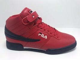 Men&#39;s Fila F-13V Lea/Syn Red Navy White Original Fitness High Top Sneaker - £95.92 GBP