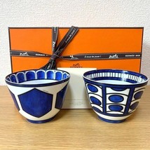 Hermes Bleus d&#39;Ailleurs Large Bowl blue dinnerware Set of 2 cup plate No... - $1,265.21