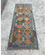 7 ft Afghan Kilim Handwoven Colorful Boho Hallway Runner Rug - $3,579.11 MXN