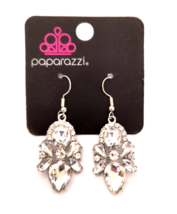 New Paparazzi Earrings Sparkling Crystals 1.5 inch Dangle/Drops Silver Tone - £5.93 GBP