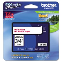 Brother TZE242 TZe Standard Adhesive Laminated Labeling Tape, 3/4-Inch w, Red on - £21.24 GBP