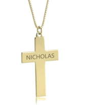Personalized Cross Name Necklace: 14K Gold, 14K White Gold - £383.61 GBP