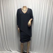 Last Tango Dress Womens Large Gray Ruched Skirt Draped Top Stretchy NEW - $27.44