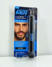 Just for Men 1-Day Beard &amp; Brow Temporary Color Brush-in Wash-out Dark Brown 9ml - £12.65 GBP