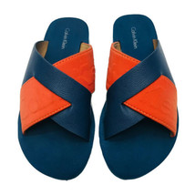 Calvin Klein Women Comfort Sandel  Orange and Blue Slippers Slides Wedges Size 7 - £9.23 GBP