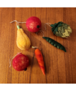 NEW SET 6 WOOL FELTED VEGTABLES 3&quot;-5&quot; - £15.55 GBP