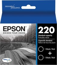 Epson 220 Durabrite Ultra Ink Standard Capacity Black Dual Cartridge Pac... - $36.99
