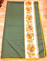 JLP Provence Fabric Table Cloth Green Yellow Sunflowers 94&quot; x 56&quot; Spring... - $52.02